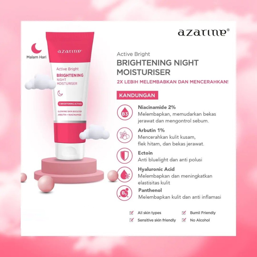 Azarine Active Bright Series /  Brightening Creamy Facial Foam /Day Cream, Night Cream