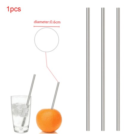 Sedotan  Stainless SILVER SATUAN Ramah Lingkungan Straw 21.5cm New // Sedotan Stainless Steel Set