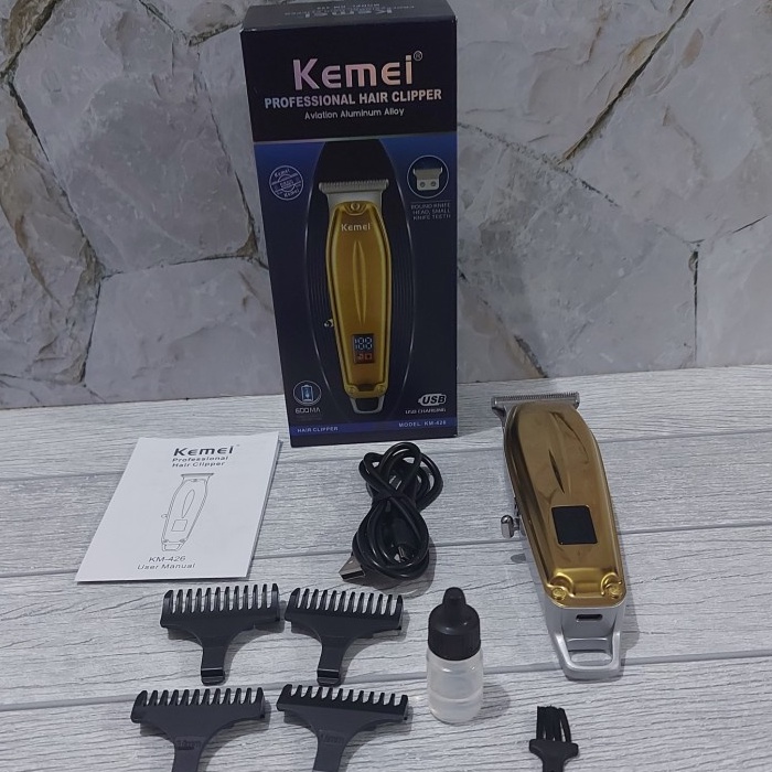 COD ALAT CUKUR RAMBUT HAIR CLIPPER PEROFESSIONAL KEMEI KM-426 Body Aluminum / MESIN CUKUR RAMBUT KEMEI KM-426 / CUKURAN RAMBUT KEMEI KM-426