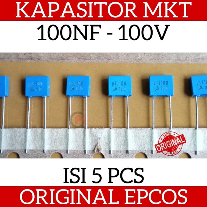 Isi 5 Pcs ORIGINAL EPCOS 100nF 100V 104 MKT MKM Kapasitor Capacitor