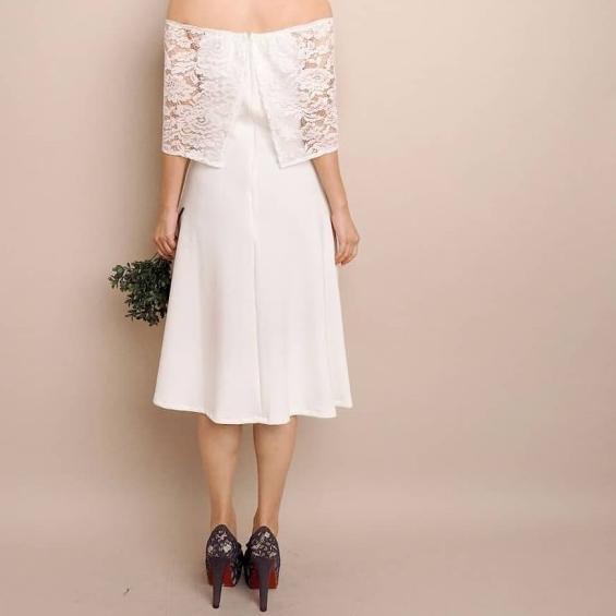 REAL PICT JANUERA DRESS (DS-029) Brokat Import Tebal Adem Nyaman - Putih