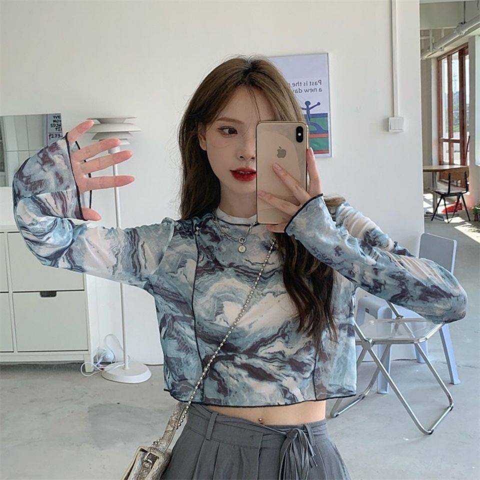 BV.ID BJ982 Baju Crop Top Vintage Trend Abstak OOTD Baju Kemeja Korea Fashion Kekinian