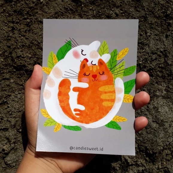 

Mini Artprint - 'HUGGING CAT' by Candies