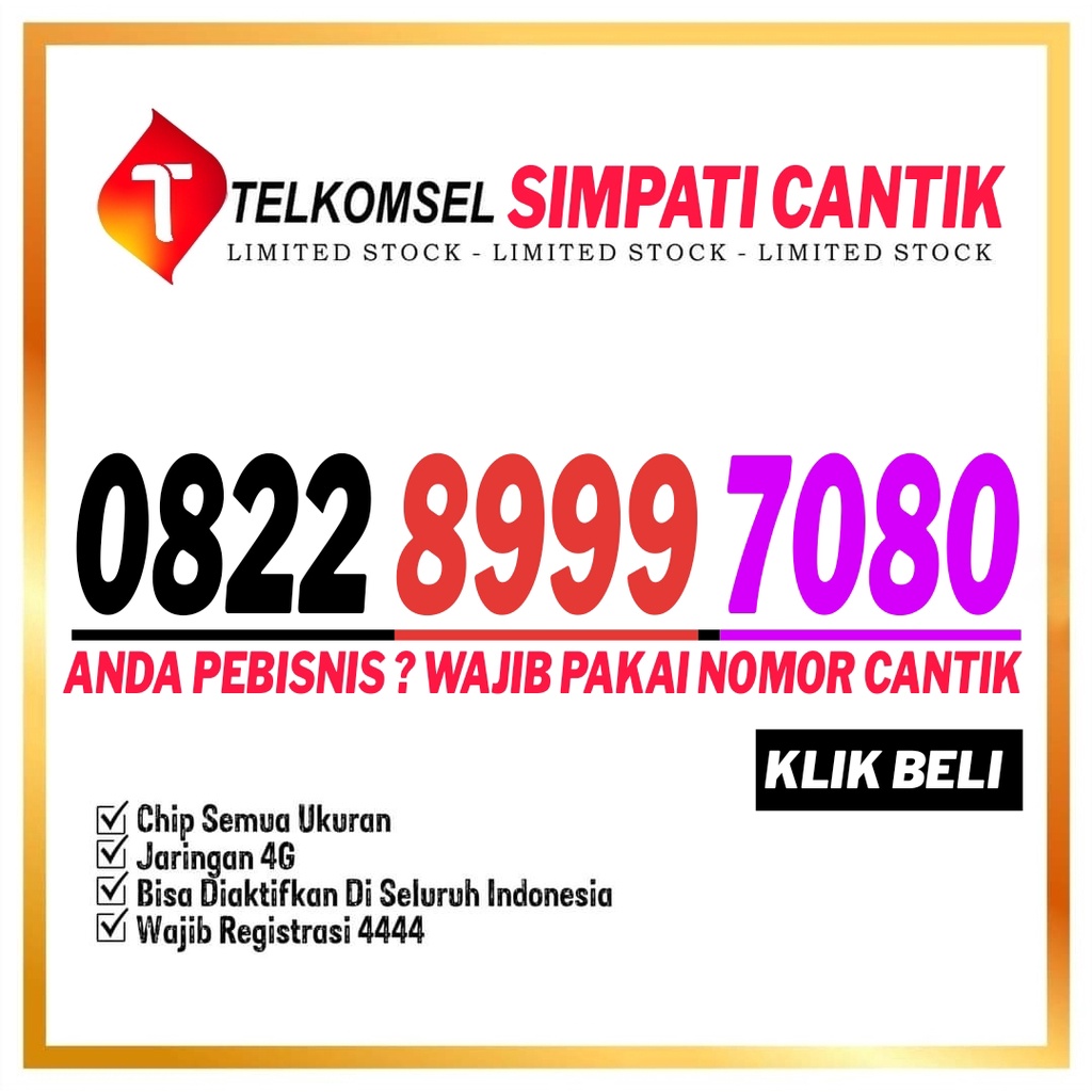 Nomor Cantik simpati Loop seri ABBB 0822 8999 7080