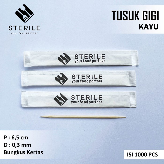 Tusuk Gigi kayu bungkus kertas isi 1000 tusuk gigi bambu steril kertas