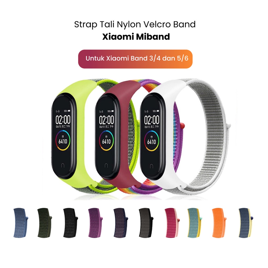 Tali Strap Xiaomi Mi Band 3 4 5 6 7 Nylon Velcro Colorful Replacement Band Breathable Soft