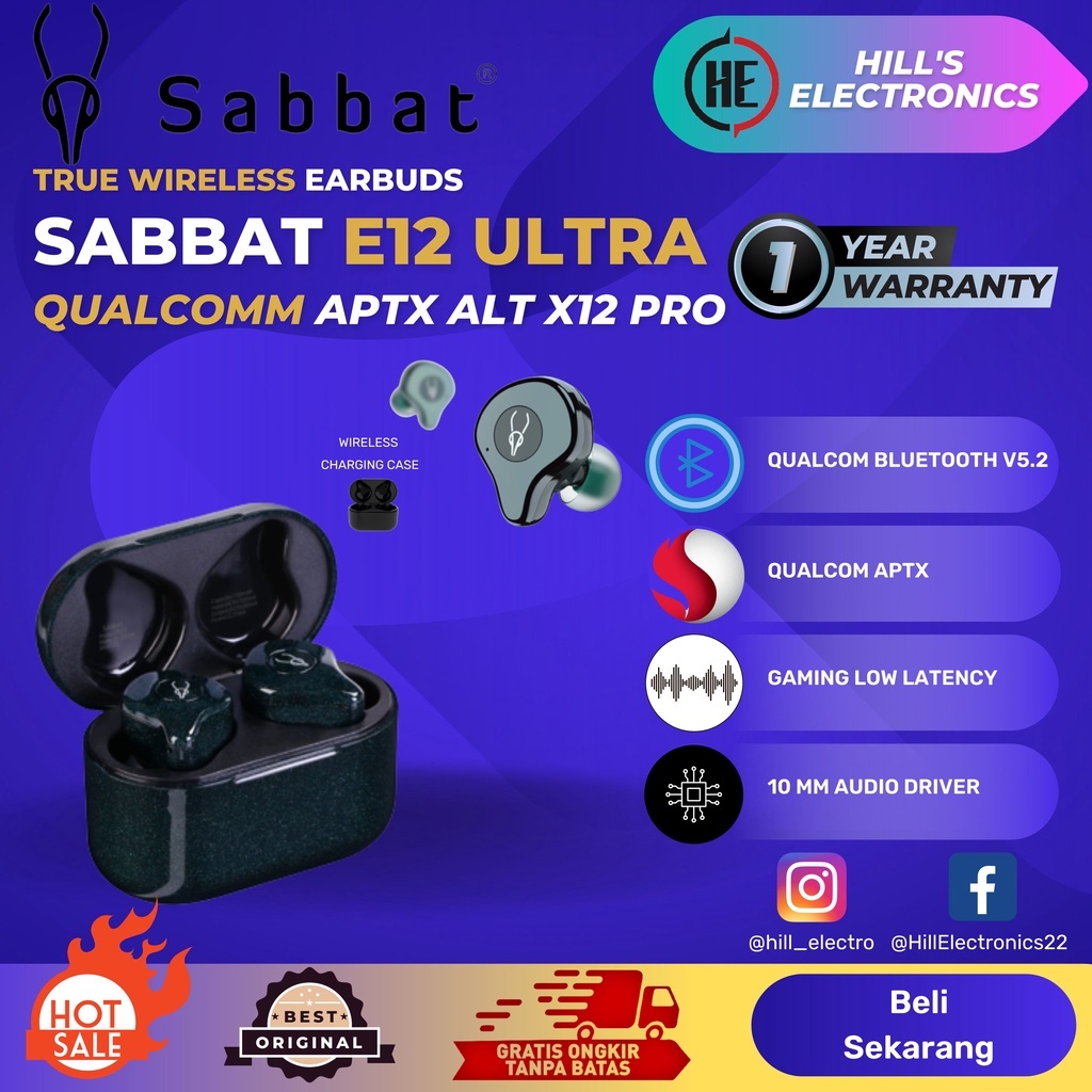 Sabbat 12 Ultra Qualcom APTX Tws Bluetooth Headset 5.0 Alt X12 Pro