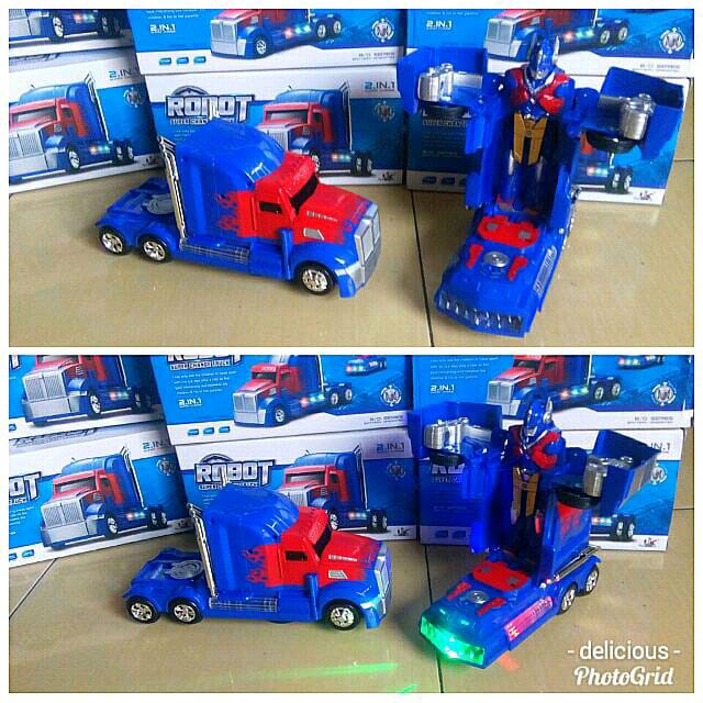 Mainan Mobil Robot Transformer Truck Optimus Prime Transformer 2 in 1