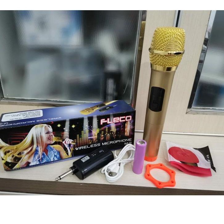 Harga Spesial Microphone  FLECO M-11 Mic wireless Mic Karaoke Single Tanpa Kabel Ori