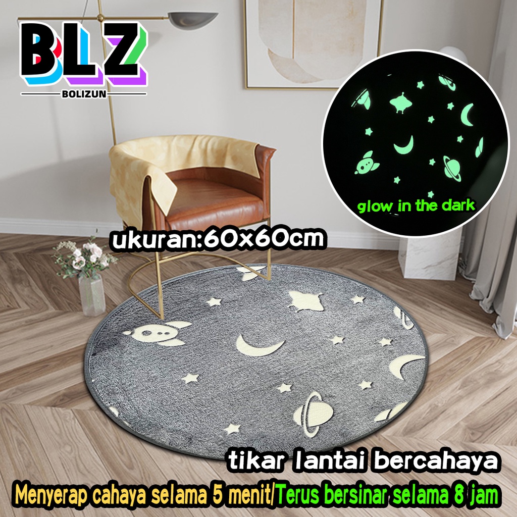 Bolizun Keset Kaki Empuk /karpet kamar tidur/ keset kaki murah/karpet bulu bulat/Glow in the Dark 60 x 60