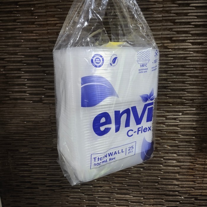 TERMURAH Thinwall Envi 500ml Rect - 500 ml - isi 25 set - Bening - Bening