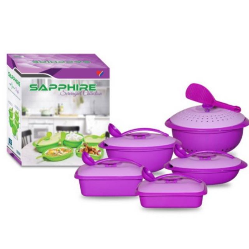 Serving Set /Kotak Makanan/ Wadah Saji Prasmanan 5 Set +Tutup Dan Sinduk Sayur