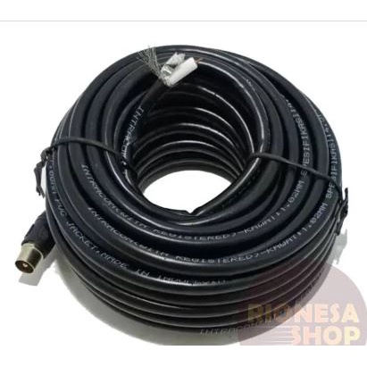 Kabel Antena TV INTRACOM 18M FULL Plus Jek Konektor Ke TV Berkualitas 18 Meter INTRA COM Coaxial Cable Set Top Box STB DIGITAL Atau Antenna Biasa Parabola Receiver Kabel Tebal Kualitas Bagus