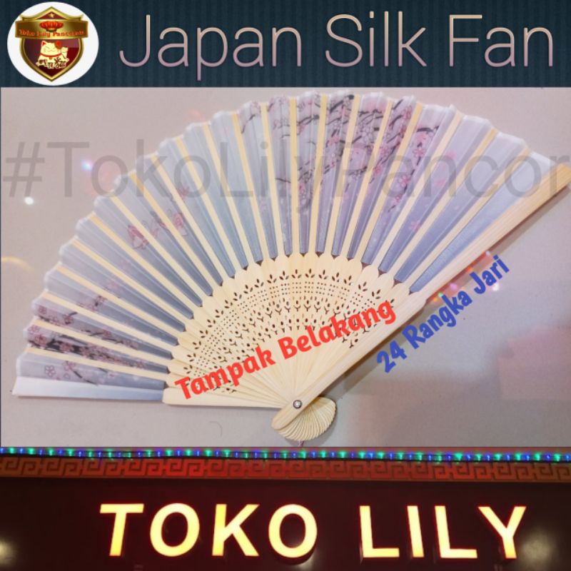 Kipas Sutra Jepang / Japan Silk Fan / Kipas Dekorasi Kecil / Kipas Tangan Sutera Jepang