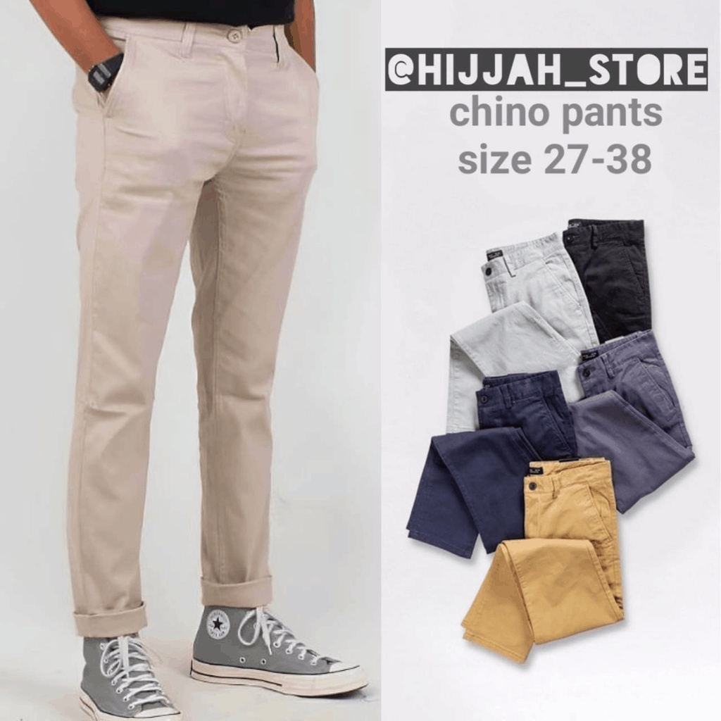 CELANA Pria SLIMFIT Panjang chino KERJA HARIAN HITAM MOCCA ABU GREY KREAM CREAM Size 27 - 38