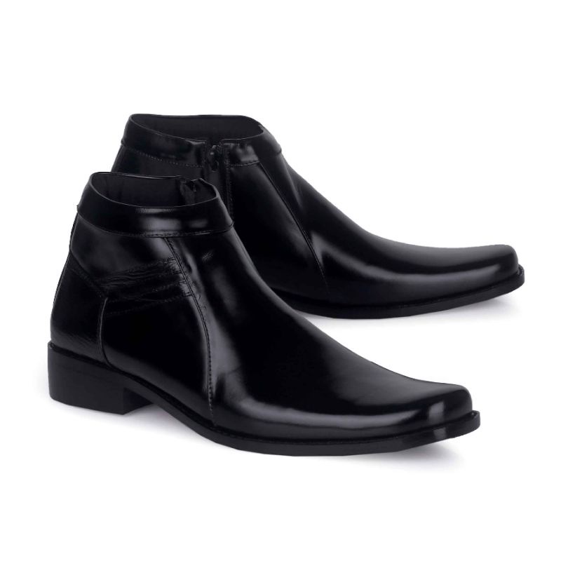 ORIGINAL - Oxford High FULL BLACK Terbaru Kulit Sapi Premium Asli | Sepatu Formal Pria Pantofel Tinggi Sleting Hitam Stylish Premium | Sepatu Distro Mils Premium Exclusive Modern | Sepatu Pantopel Fox Zipper Kasual Santai Kerja Kantor Series Street