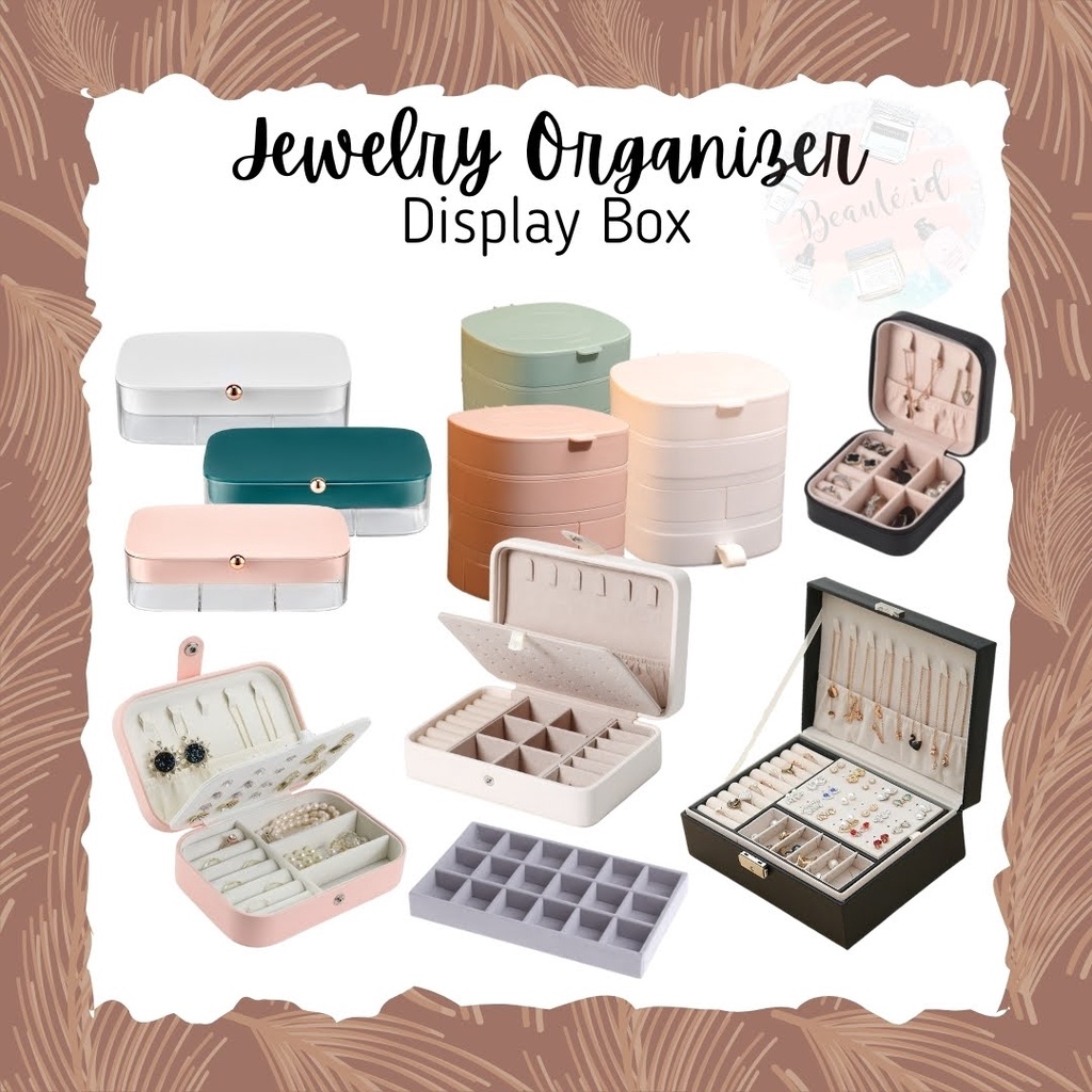 Kotak Tempat Wadah Penyimpanan Perhiasan Anting Kalung Cincin Jam Tangan Aesthetic Organizer Jewelry Display Box Premium Quality Ukuran Sedang / Besar