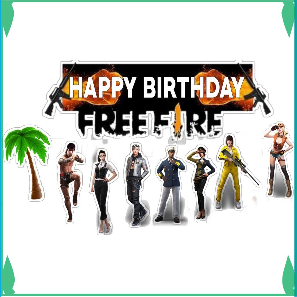 

TOPER KUE TOPPER CAKE ULANG TAHUN / HIASAN KUE FREE FIRE FADHILSOUVENIR