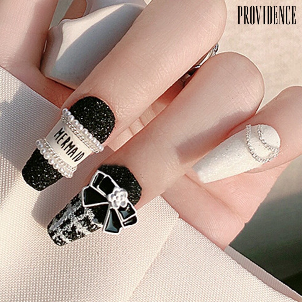 10 Pcs Ornamen Pita Camellia Anti Jatuh Tidak Pudar Warna Hitam Putih Gaya Perancis Untuk Dekorasi Nail Art