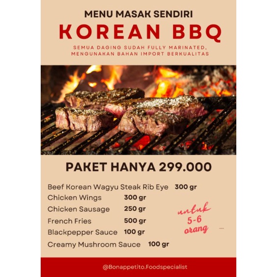 

PAKET KOREAN BBQ (MENU MASAK SENDIRI)