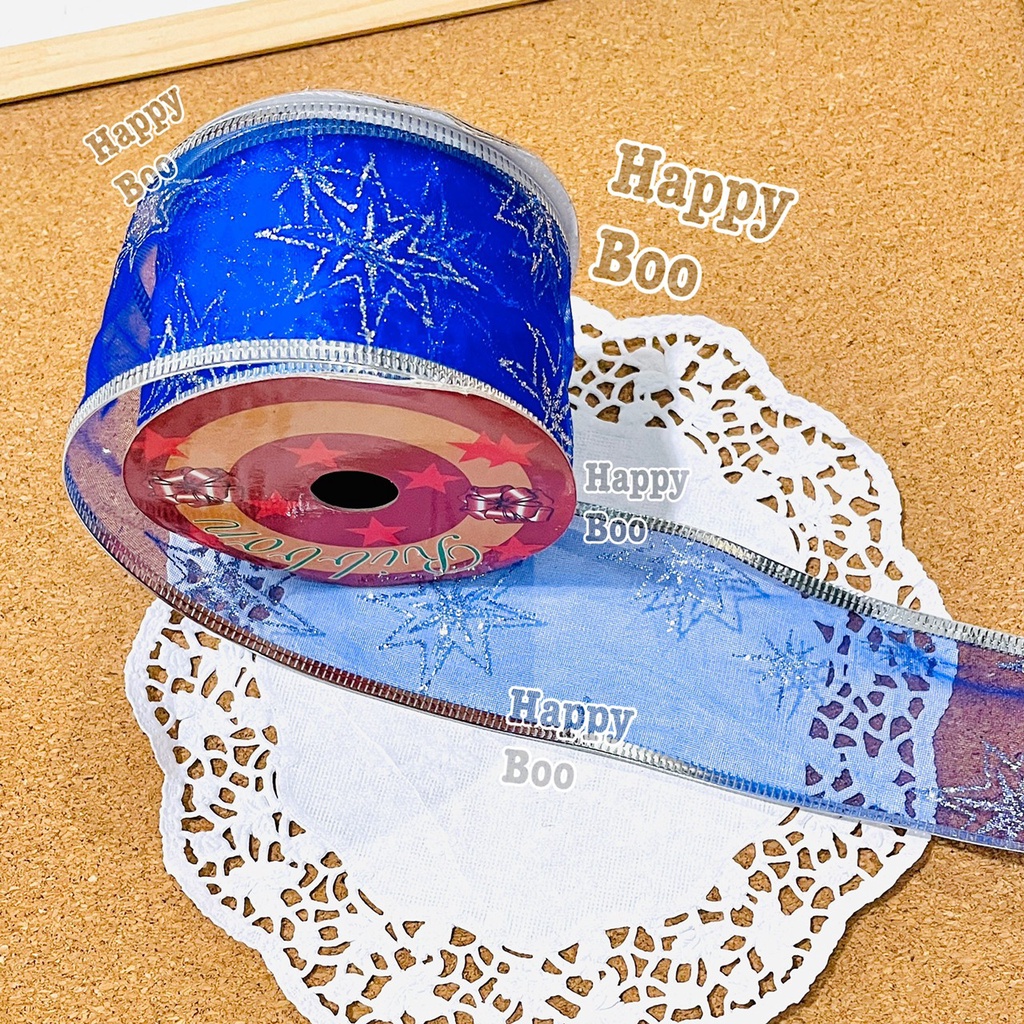 Pita roll Jaring natal roll besar 5cm pita christmas decoration pita list emas silver pergulung