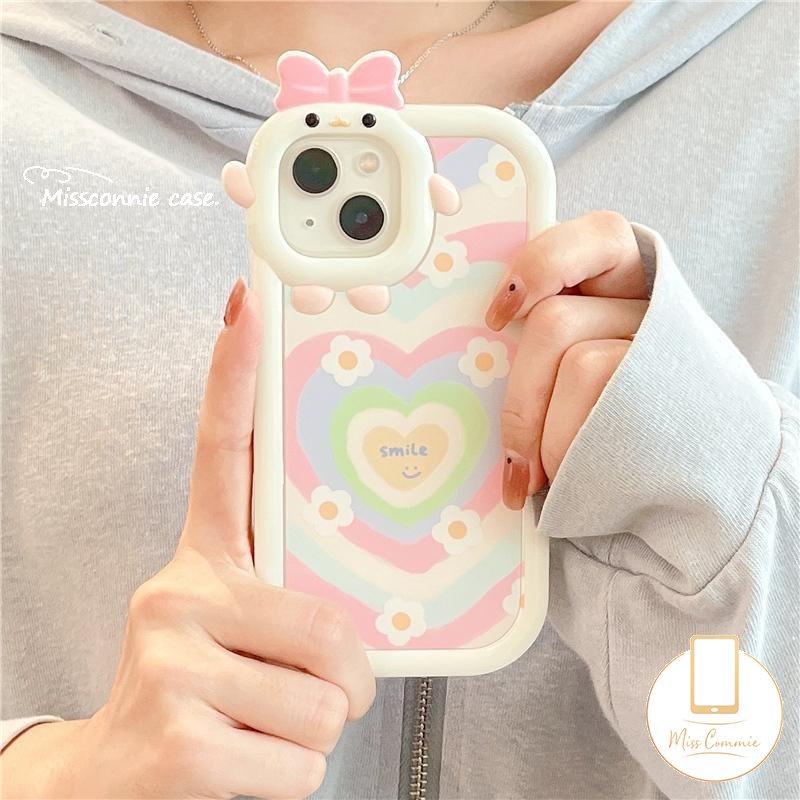 3d Bow-knot-Simpul Little Monster Lensa Soft Case Realme C15 C35 C33 9 8I 9Pro+C25Y C31 C11 C30 C21 C25 C21Y C25s C2 C3 C17 7 8 9i 7i 5i 6i 5 5s Lembut TPU Gradasi Love Hati Bunga Sarung Cover Sarung