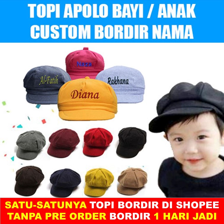 TOPI BAYI BORDIR NAMA TOPI BAYI CUSTUME BORDIR NAMA SATUAN TOPI