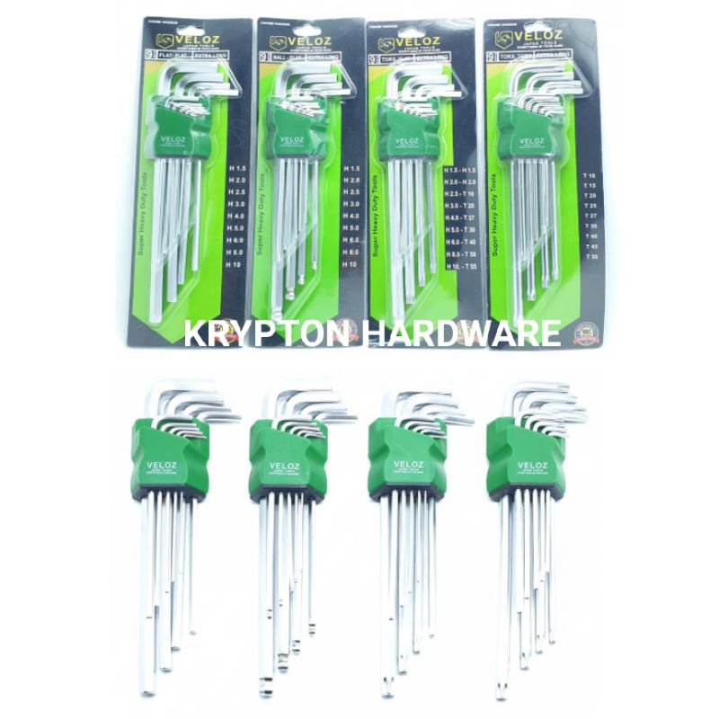 Kunci L set 9pcs panjang heavy duty Veloz Japan quality