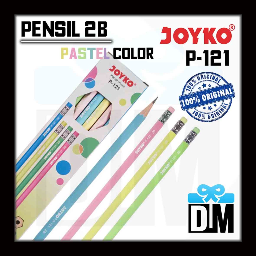 

Pensil 2B dan Penghapus Hexagonal Pastel Color Warna Pastel Original Joyko 100% Japan P 121
