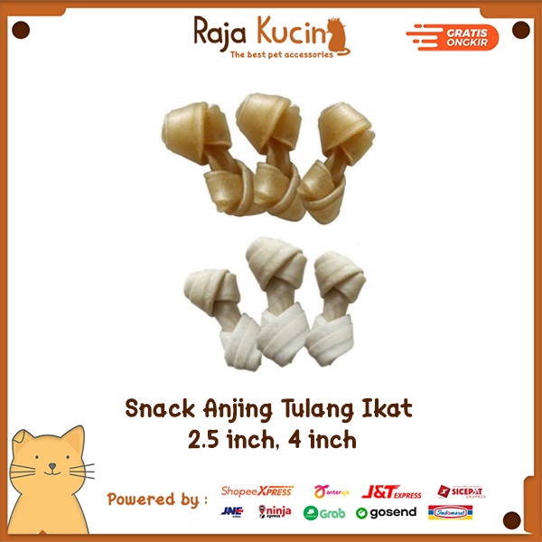 Snack anjing tulang ikat 2.5 inch, 4 inch