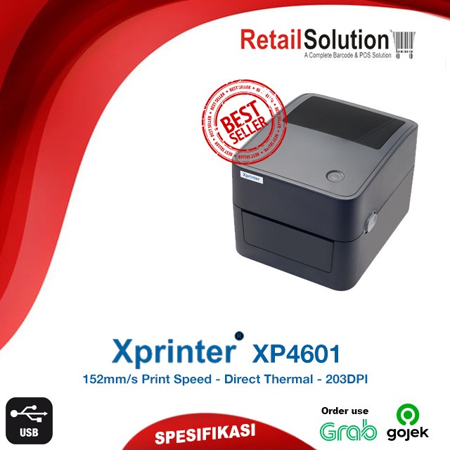 Barcode Printer Label Thermal Usb Xprinter - Xp4601 / Xp-D4601 / Xp-4601