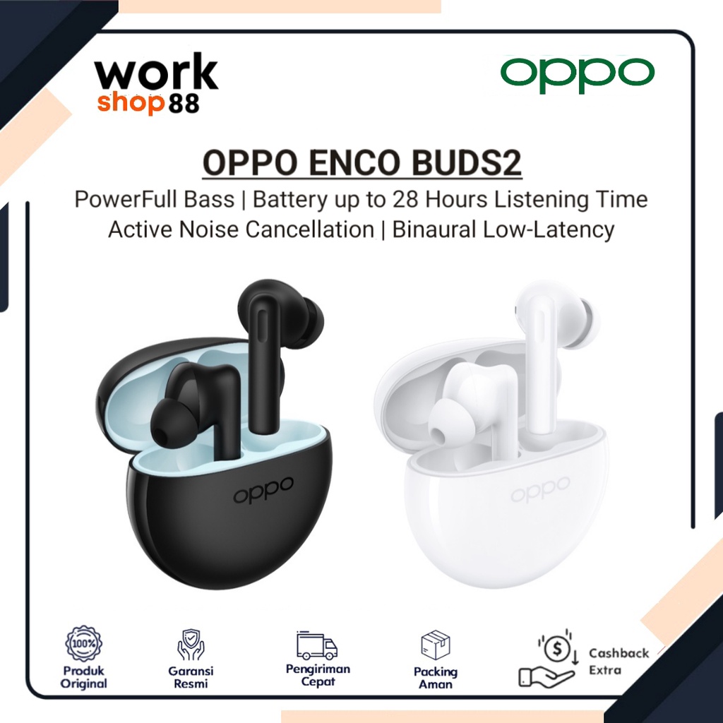 Produk Baru - OPPO Enco Buds2 - New Original - Garansi Resmi Nasional - AI Noise Cancellation, Binau