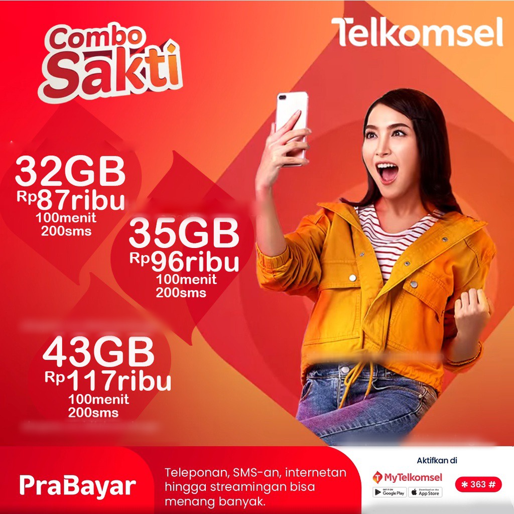 Kartu Sakti Telkomsel 32gb 35gb 43gb KARTU PERDANA Sakti Combo As Loop Simpati Paket internet Telkom