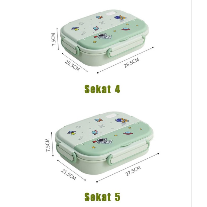 Set Alat Makan Anak Stainless / Kotak Makan Stainless Anak / Lunch Box Anti Tumpah Anak / Kotak Bekal Makan Sekat Jumbo Bento Box Anak / Kotak Makan Anak Free Cooler Bag