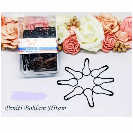 (1 BOX)  PENITI BOHLAM ANTI NYANGKUT PENITI HIJAB LABU KOTAK MIKA