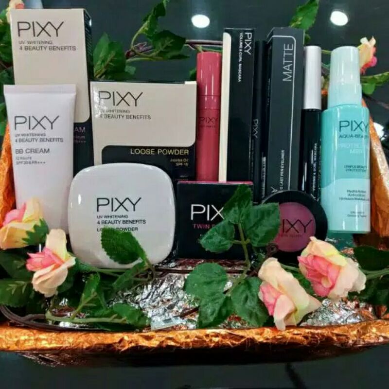 PIXY PAKET (FREE POUCH) ISI 7 /PAKET MAKE UP HANTARAN SESERAHAN LENGKAP /PIXY MAKE IT GLOW / AQUA SP