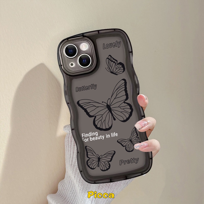 Casing Softcase TPU Redmi 9A 10 9T 10A 10C 9C 9C NFC Redmi Note 9 8 10 11 11s 10s 10Pro 10Pro Max Plus Aksen Kupu-Kupu Hitam