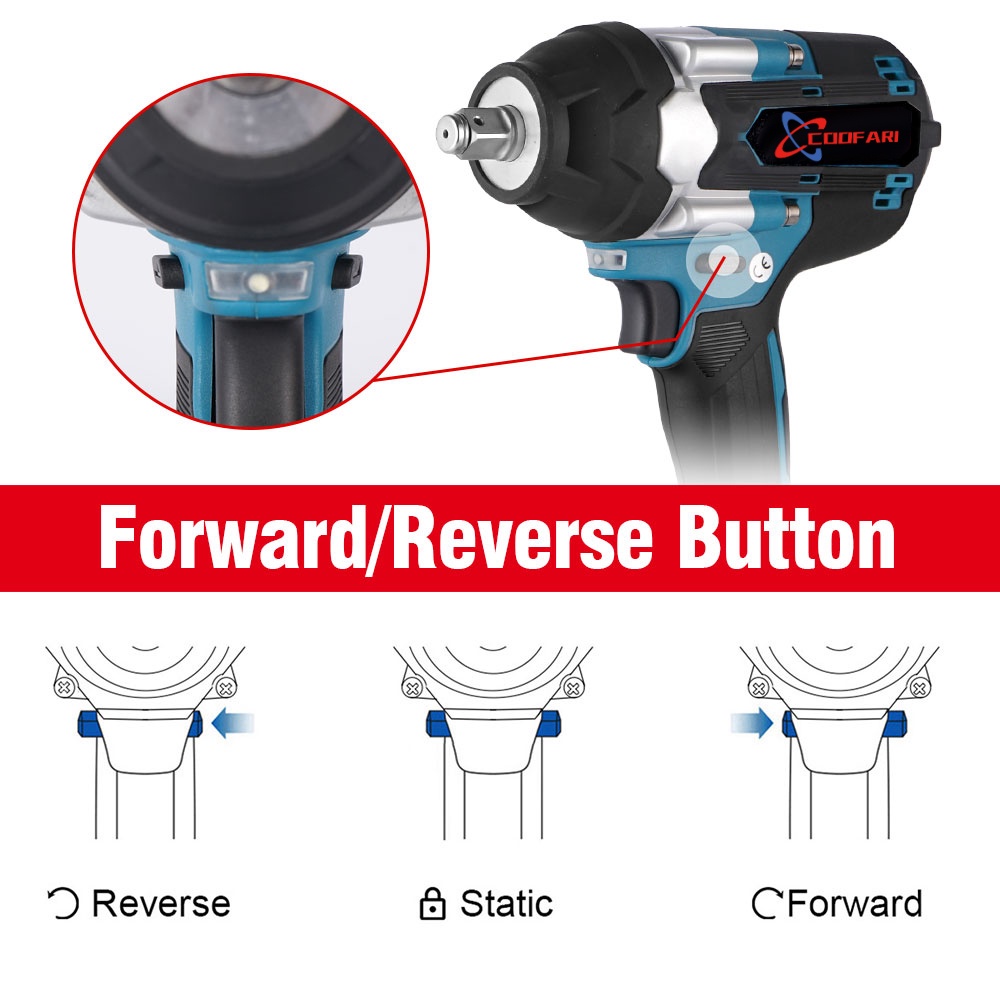 COOFARI 1800N.M Torsi Brushless Electric Impact Wrench Untuk Truk 1/2 Inch Cordless Wrench Driver Alat Untuk Makita 18V Baterai