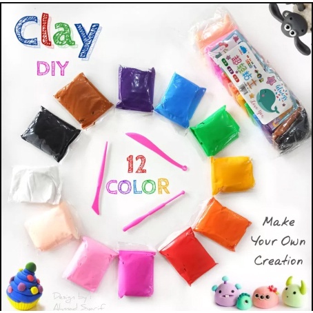 Polymer Clay Magic / Mainan Anak Clay Plastisin / Lilin Mainan 12 Warna