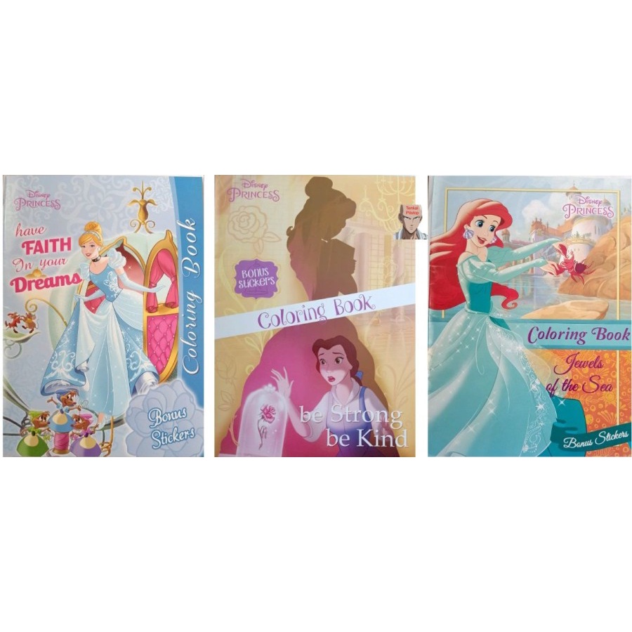 Jual Buku mewarnai/ coloring book Disney Princess Ariel, Belle