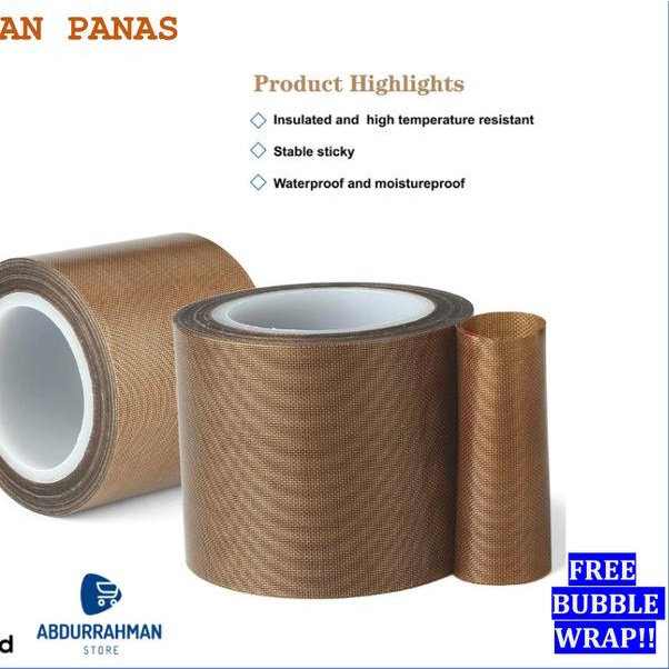

Kertas Kain Teflon Silpat Tape Tahan Panas Mesin Press Sealer Baking - 20mm x 10m