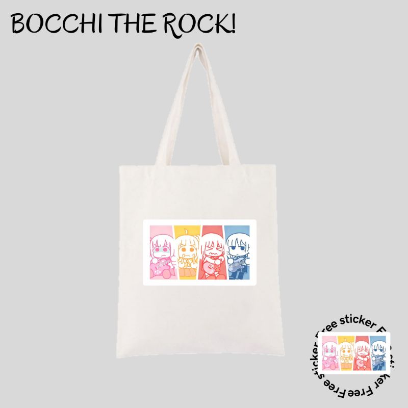TOTE BAG ANIME BOCCHI THE ROCK HITORI GOTOU | RYO YAMADA | IKUYO KITA | NIJIKA IJICHI FREE STICKER