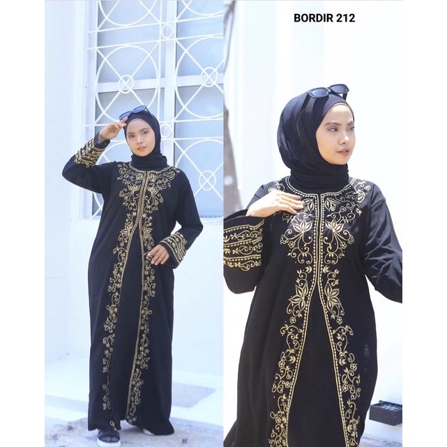 PROMO ABAYA 212 Gamis Maxi Dress Arab Saudi Bordir Zephy Turki Umroh Dubai 096 Turkey India Wanita Hitam WS1975MAP50