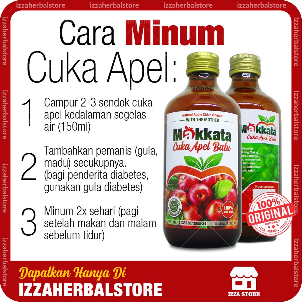 MAKKATA CUKA APEL Batu Malang Organic Apple Cider Vinegar Original 100% Apel Utuh