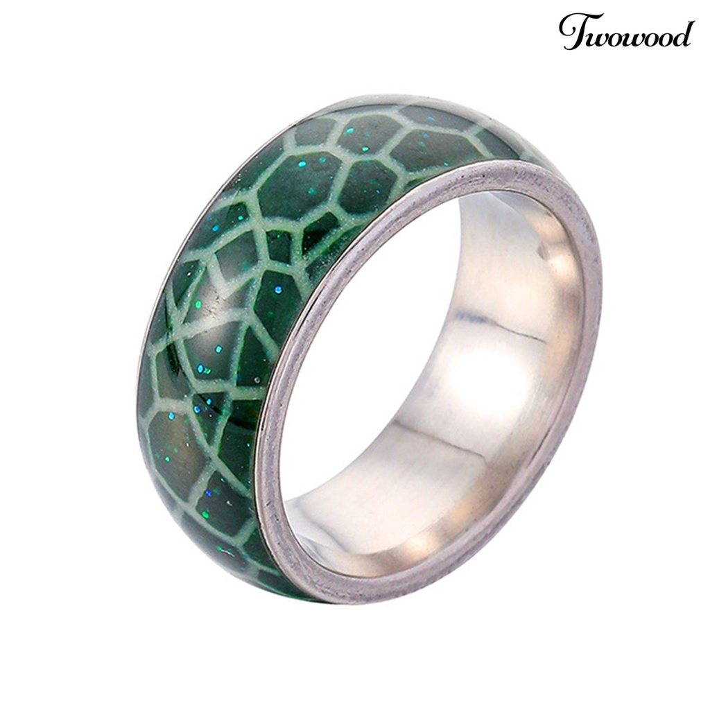 Cincin Luminous Bahan Stainless Steel Gaya Vintage Untuk Unisex