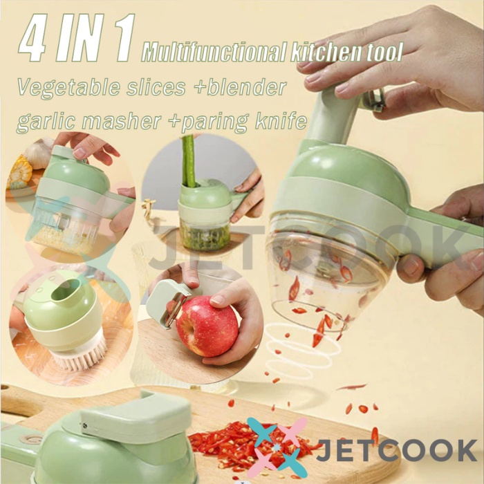 JetCook Blender Portable Multifungsi USB Alat Potong Sayur Bumbu Dapur Praktis Food Chopper Sikat Elektrik