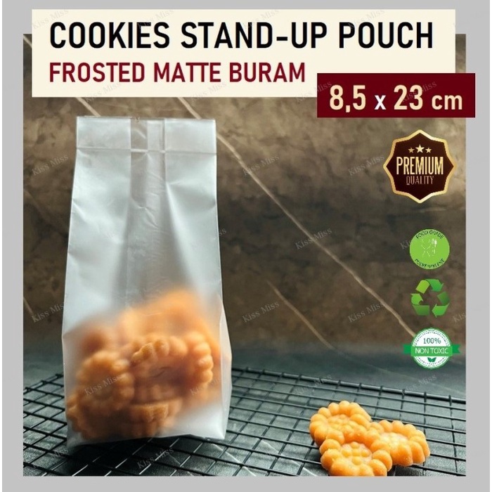 COOKIES STANDING POUCH - FROSTED POLOS - 8.5x23 - BURAM - kemasan kue