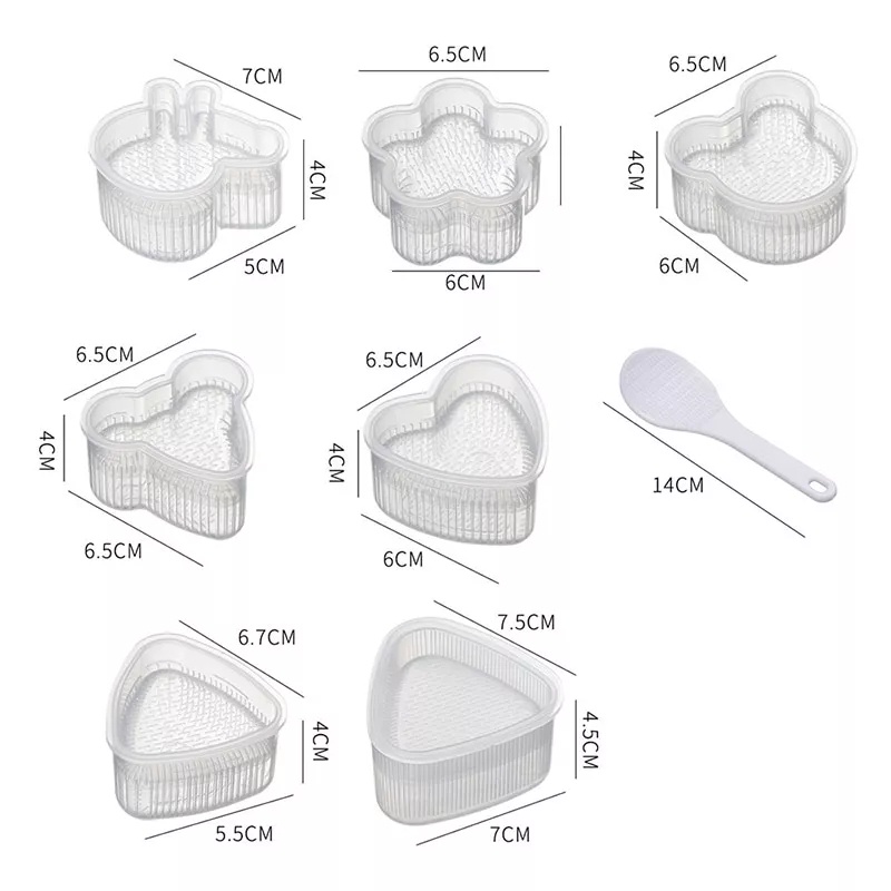 BIANCA - 002 Cetakan Nasi Bento Segitiga Hati dkk 1 Set isi 7pc