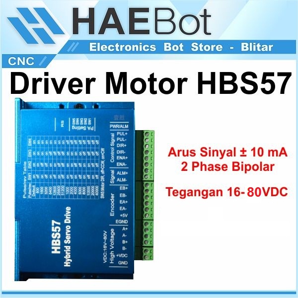 [HAEBOT] Driver Motor Stepper Hybrid Nema 23 HBS57 Closed Loop CNC 16V-80V Servo Pengontrol Encorder 2 Phase Bipolar DC Router Laser Plasma Microstepping Microstep Dinamo