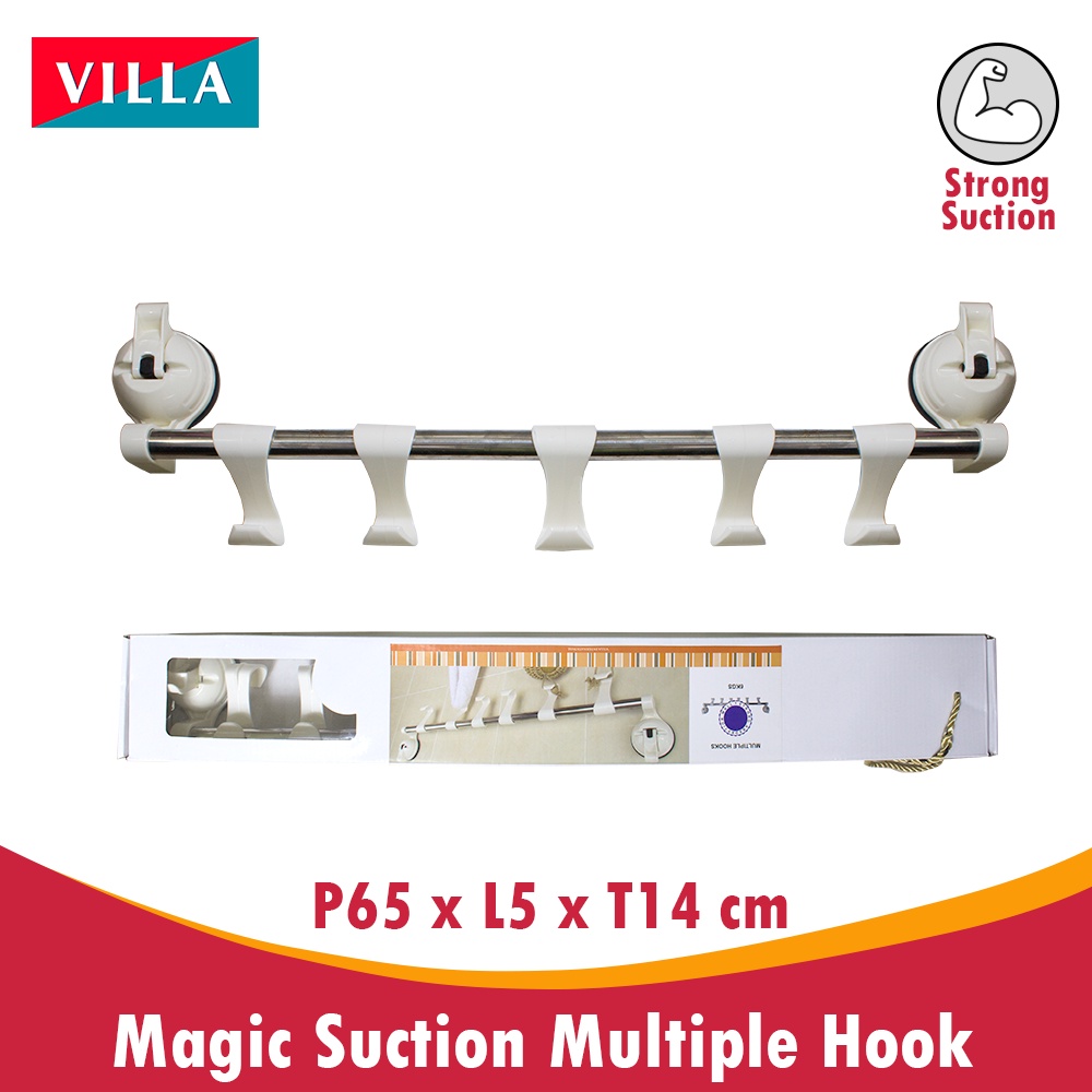 Ktmstore Gantungan Handuk Premium Multiple Hook Gantungan WC Villa Festiva Magic Suction